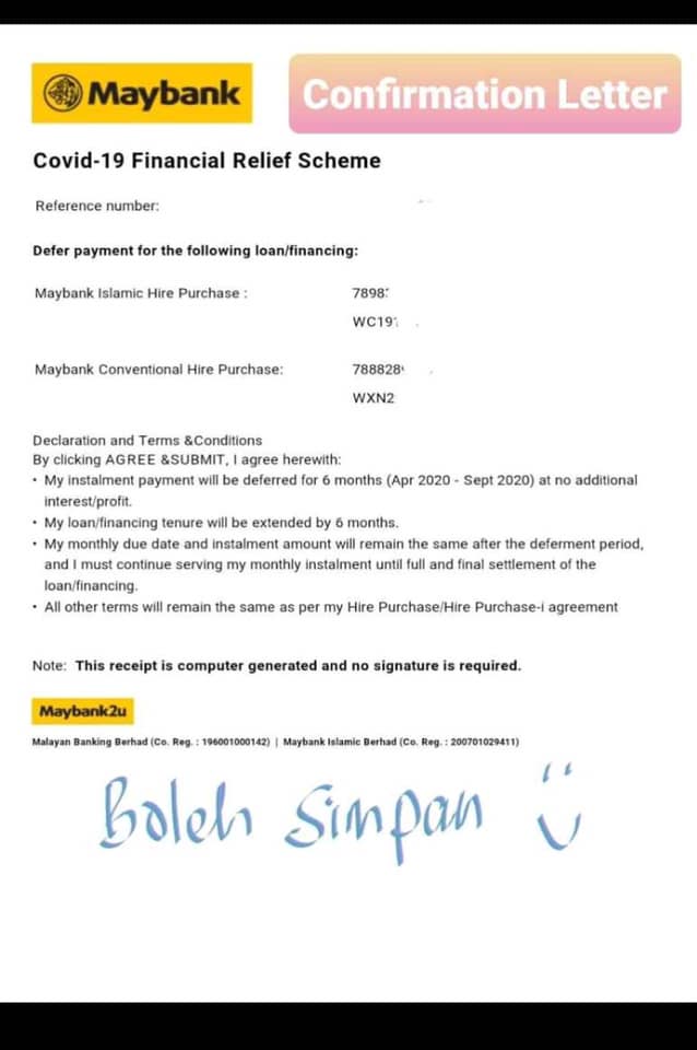 Ini Cara Nak "Confirm" Teruskan Moratorium Sehingga Bulan Ke6 Untuk