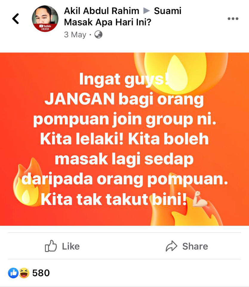 Gelagat Ahli Grup Suami Masak Apa Hari Ini Acah Acah Tak Takut Bini Buat Netizen Terhibur