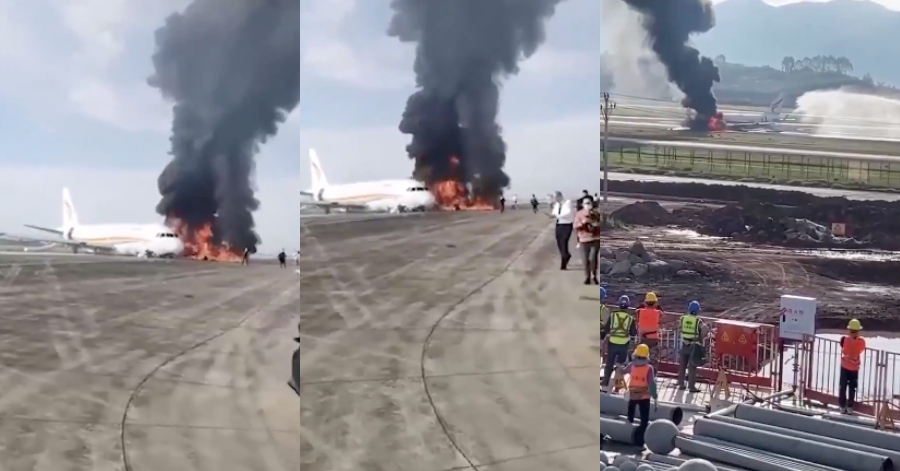 tibet airlines terbakar