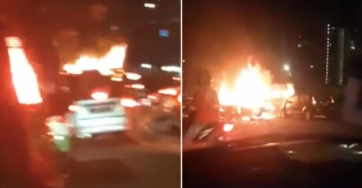 lelaki rentung dalam kemalangan empat kenderaan