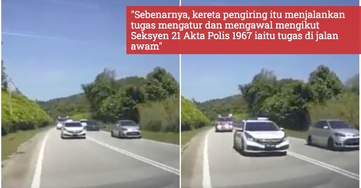 Kenderaan Polis Pengiring Potong Garisan Berkembar Ada Arahan Bertugas