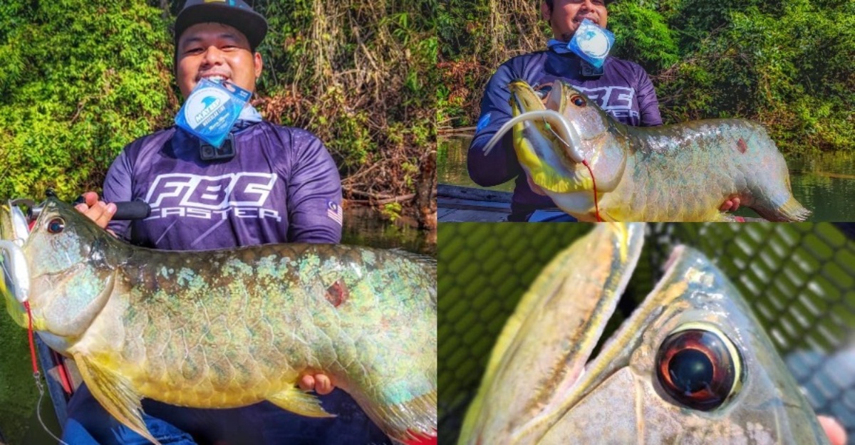 lelaki teruja berjaya pancing ikan legenda Tasik Gubir