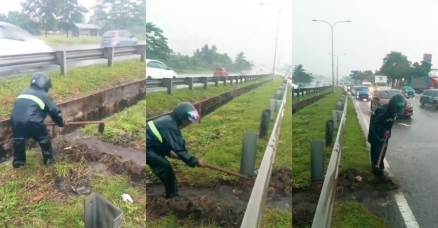 Abang Ni Buat Parit Kecil Tepi Jalan