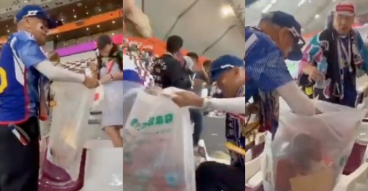 Penyokong Jepun Bersihkan Stadium Selepas Perlawanan