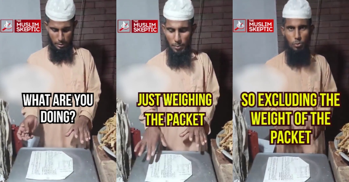 peniaga timbang paket sebelum isi barangan