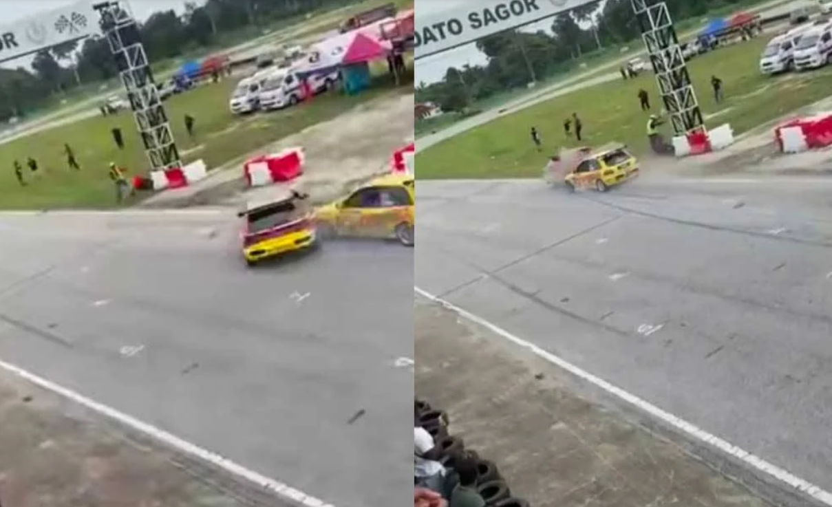 Dirempuh Kereta Lumba Di Litar