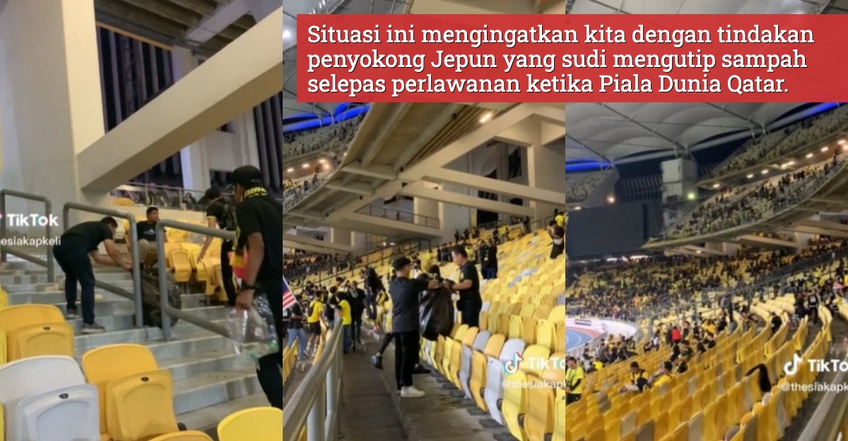 penyokong harimau malaya bersihkan stadium