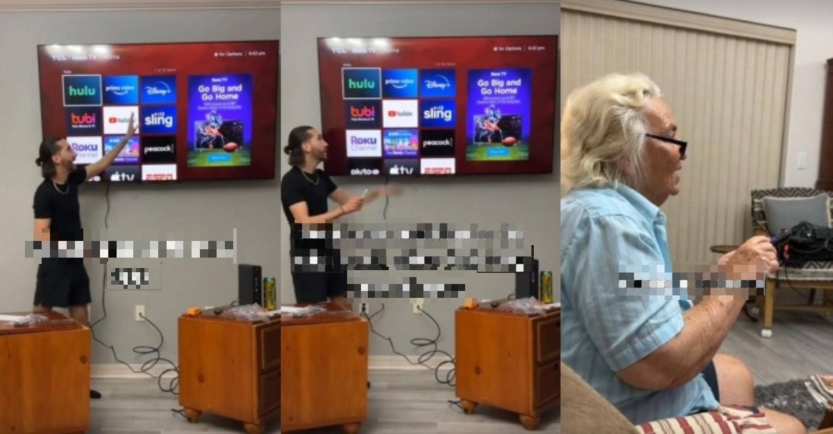 cucu ajar nenek guna smart tv