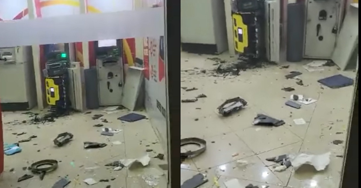 tiga lelaki letupan mesin ATM