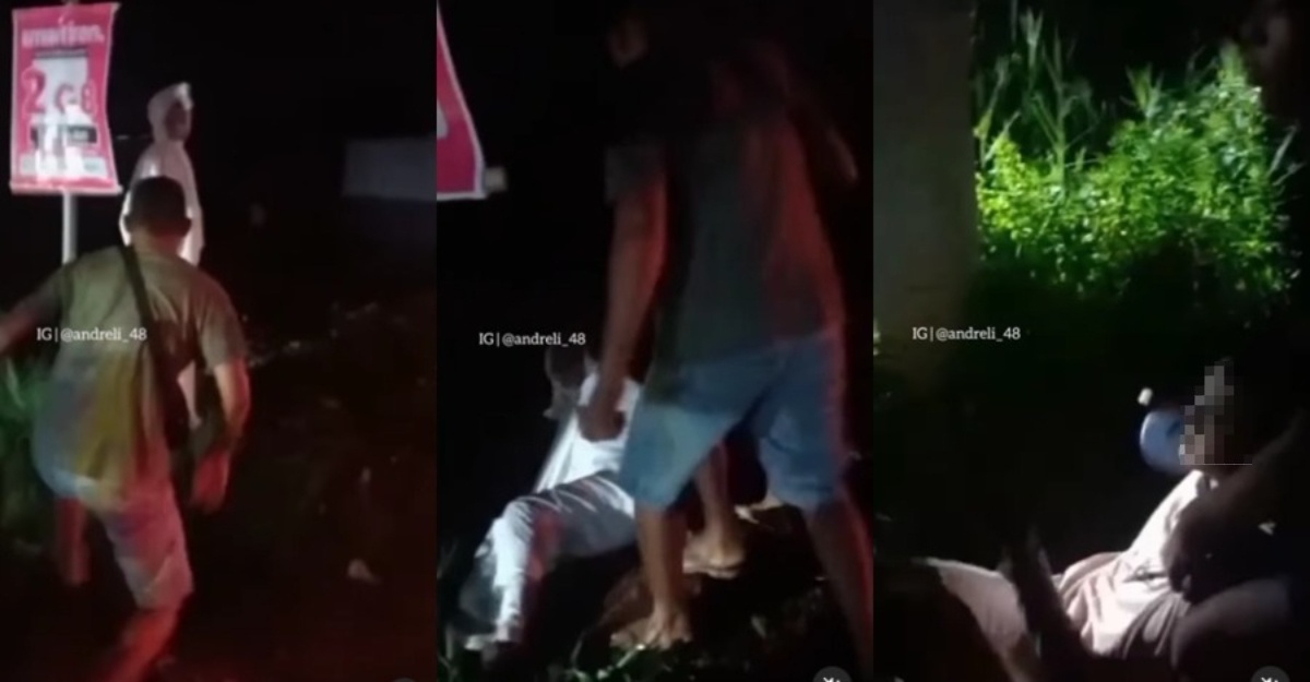Pocong dibelasah penduduk kampung