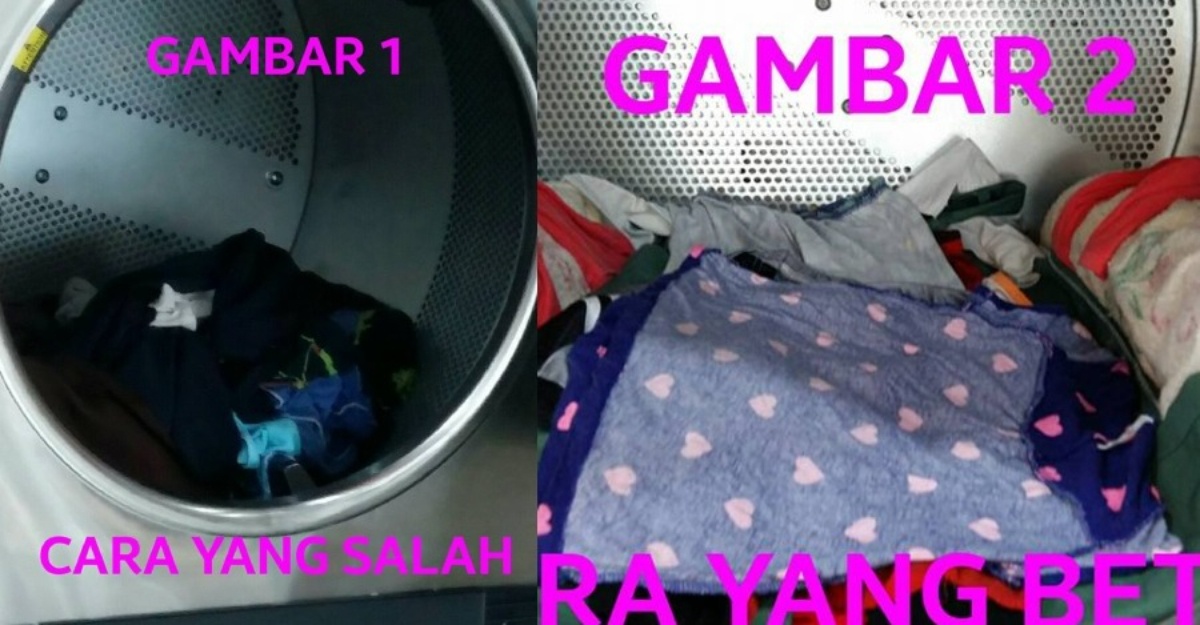 cara betul masukkan kain dalam dryer