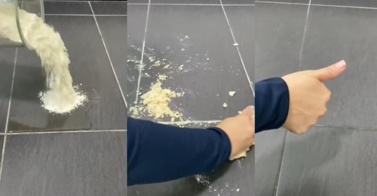 bersihkan tompokan minyak masak lantai