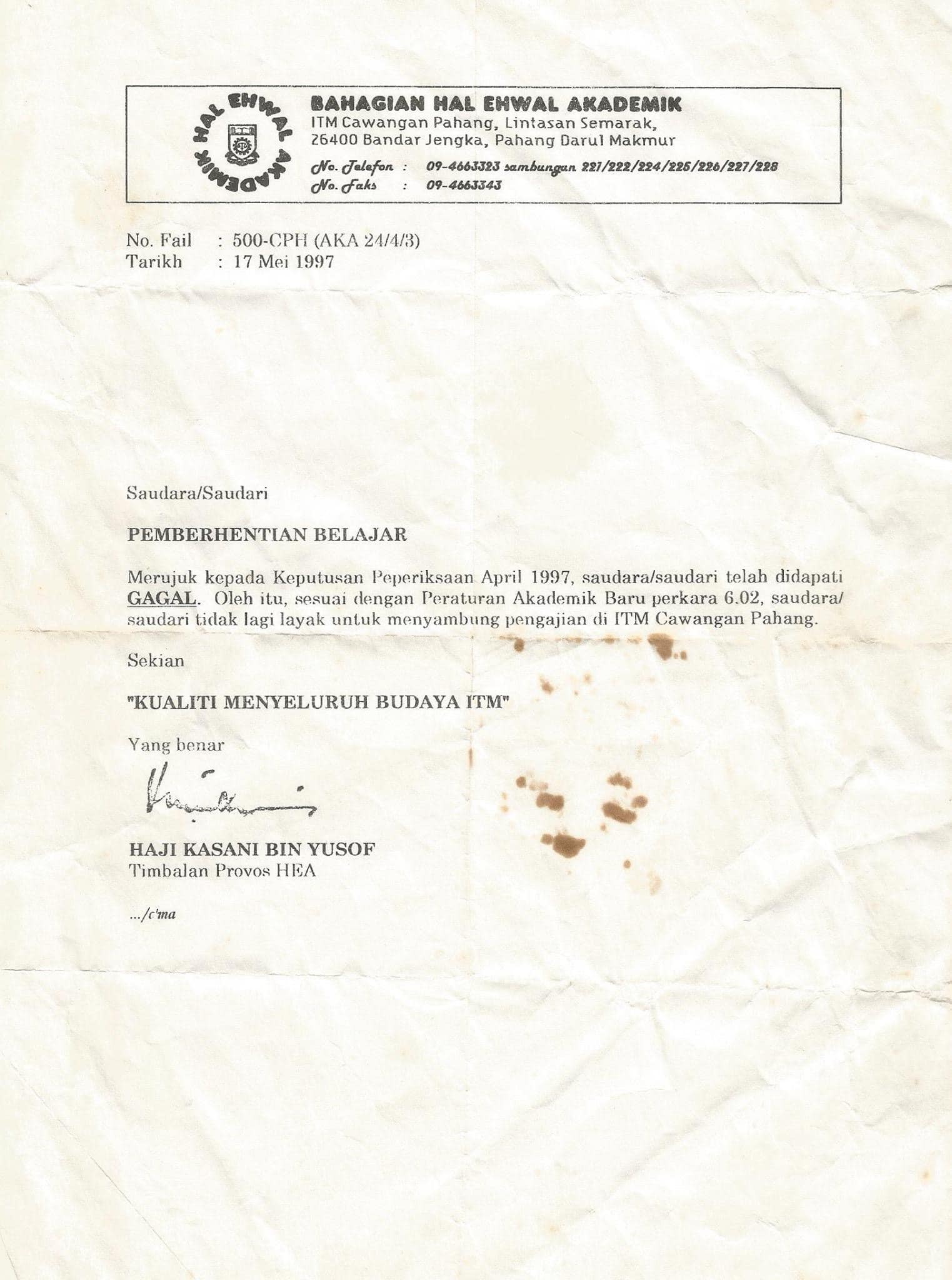terima surat berhenti lelaki professor