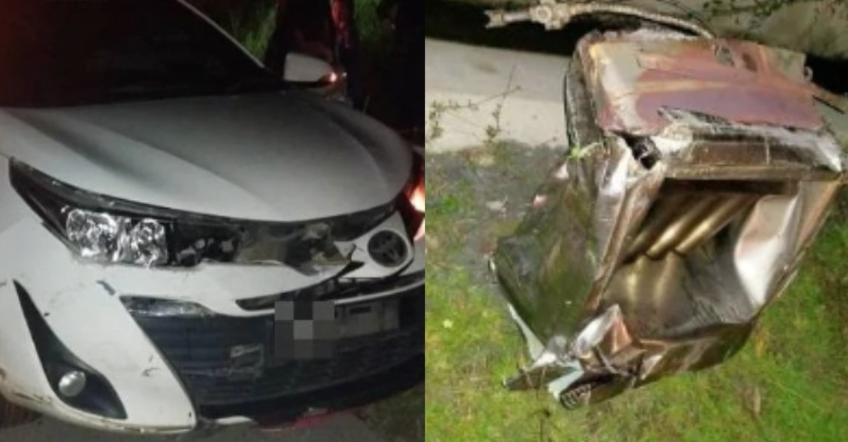 kereta terlanggar dapur gas