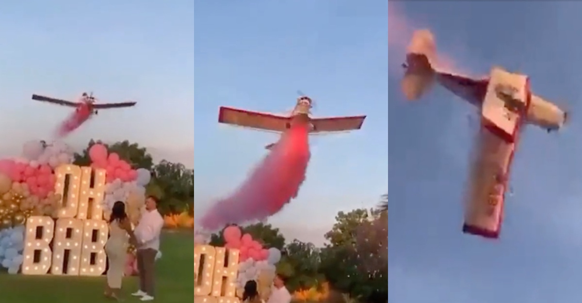 pesawat gender reveal party terhempas