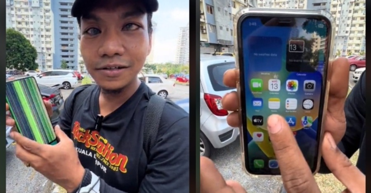 orang buta guna handphone