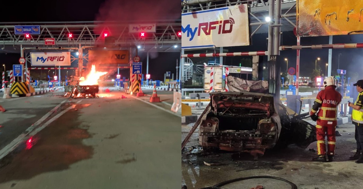 kereta terbakar pemandu maut