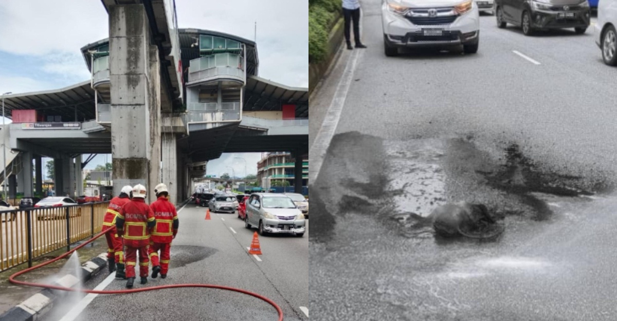 tayar monorel terbakar