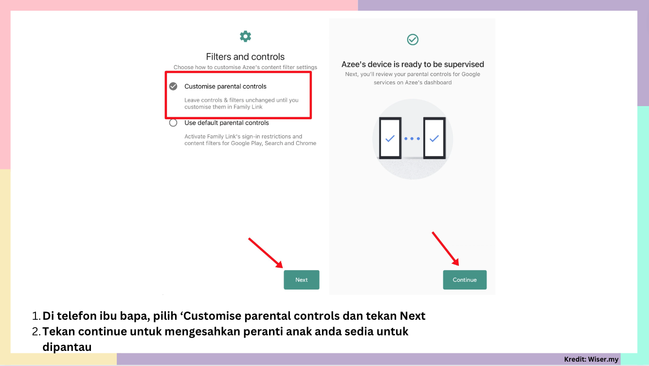 setting fon anak