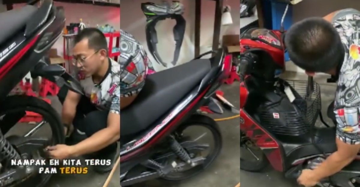 trik tayar pancit tepi jalan