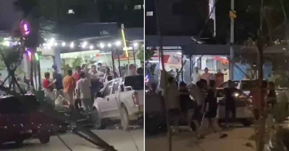 bergaduh depan restoran