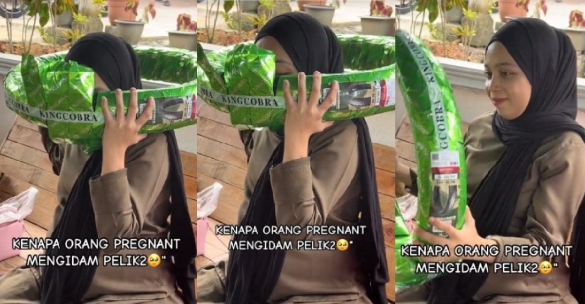 wanita hamil mengidam tayar motosikal