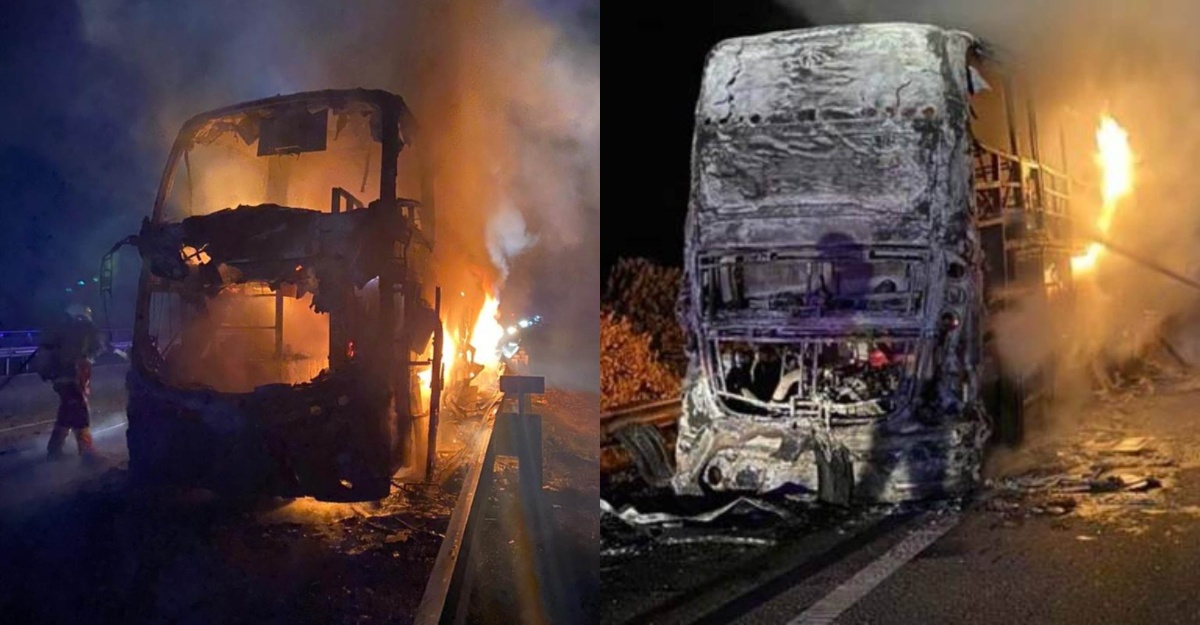 bas ekspres terbakar