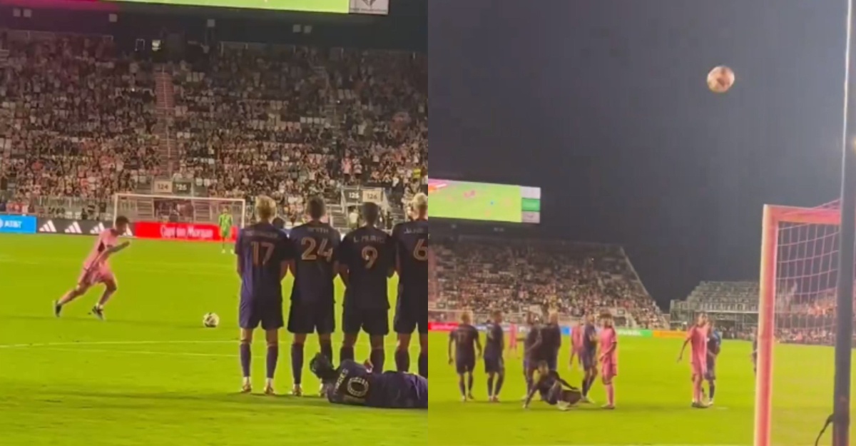 freekick messi terkena bayi