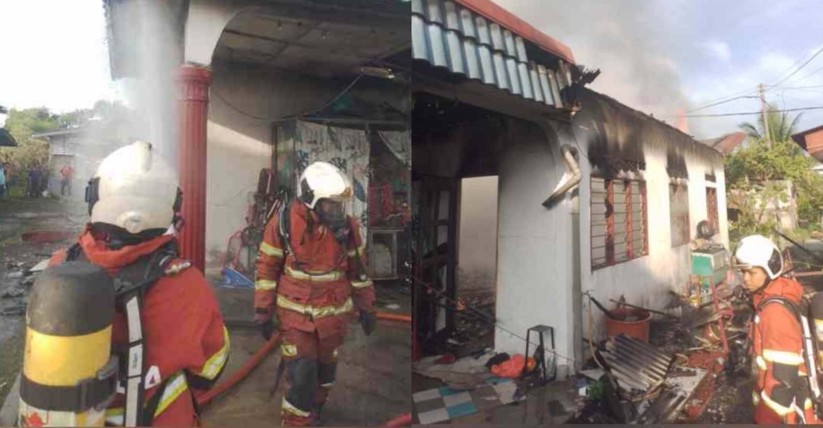dua rumah terbakar tujuh penghuni selamat