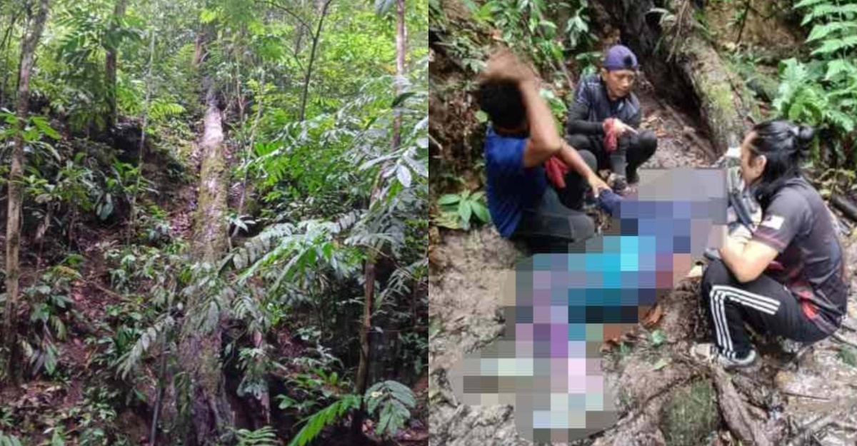 wanita jatuh gaung gunung korbu