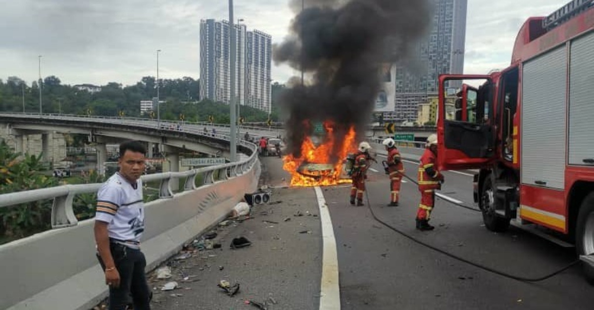 Pemandu Maut kereta terbakar npe