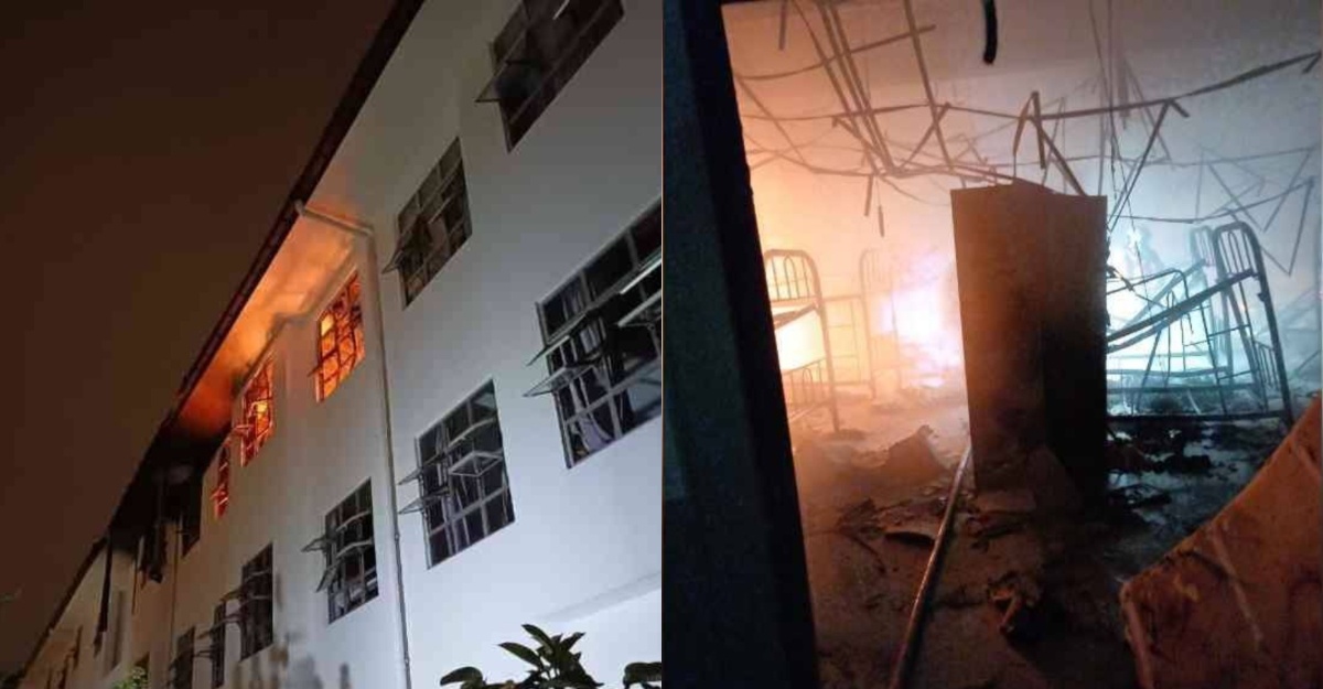 Asrama terbakar