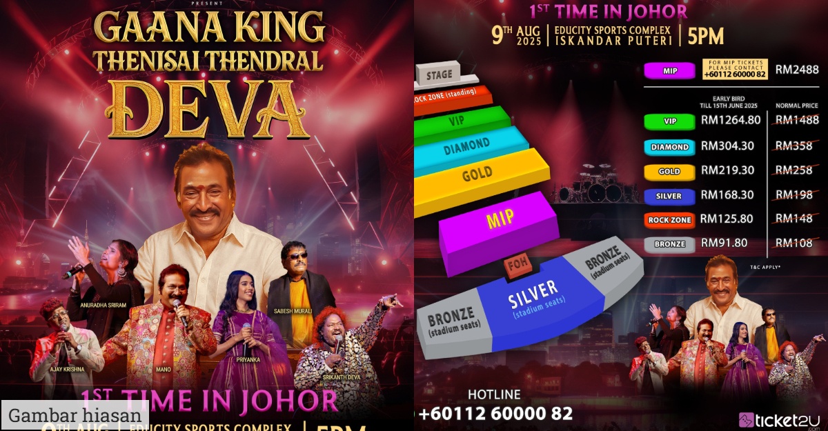 Raja, Gaana, Thenisai Thendral Deva, Bakal Gegarkan Johor Buat Pertama Kali dengan Konsert Mega!