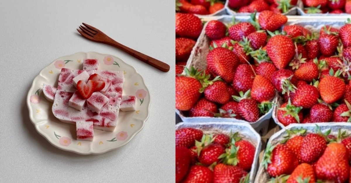 agar-agar strawberi susu