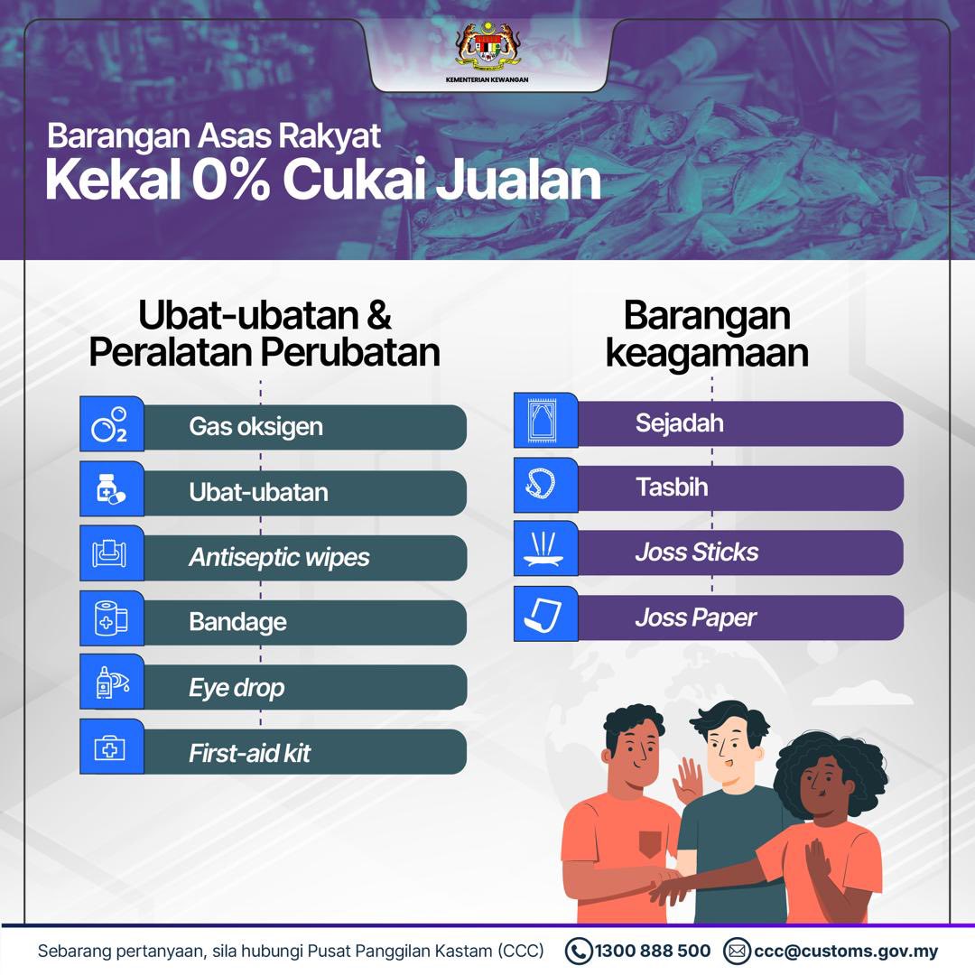 Barangan asas tidak dikenakan cukai jualan