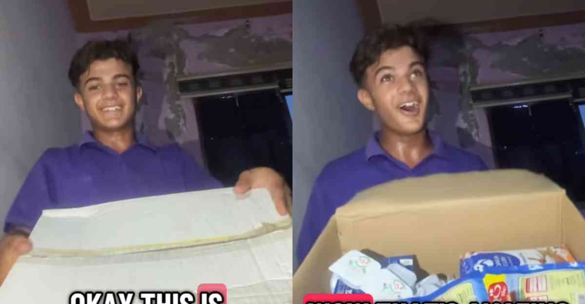 remaja Gaza buka kotak bantuan