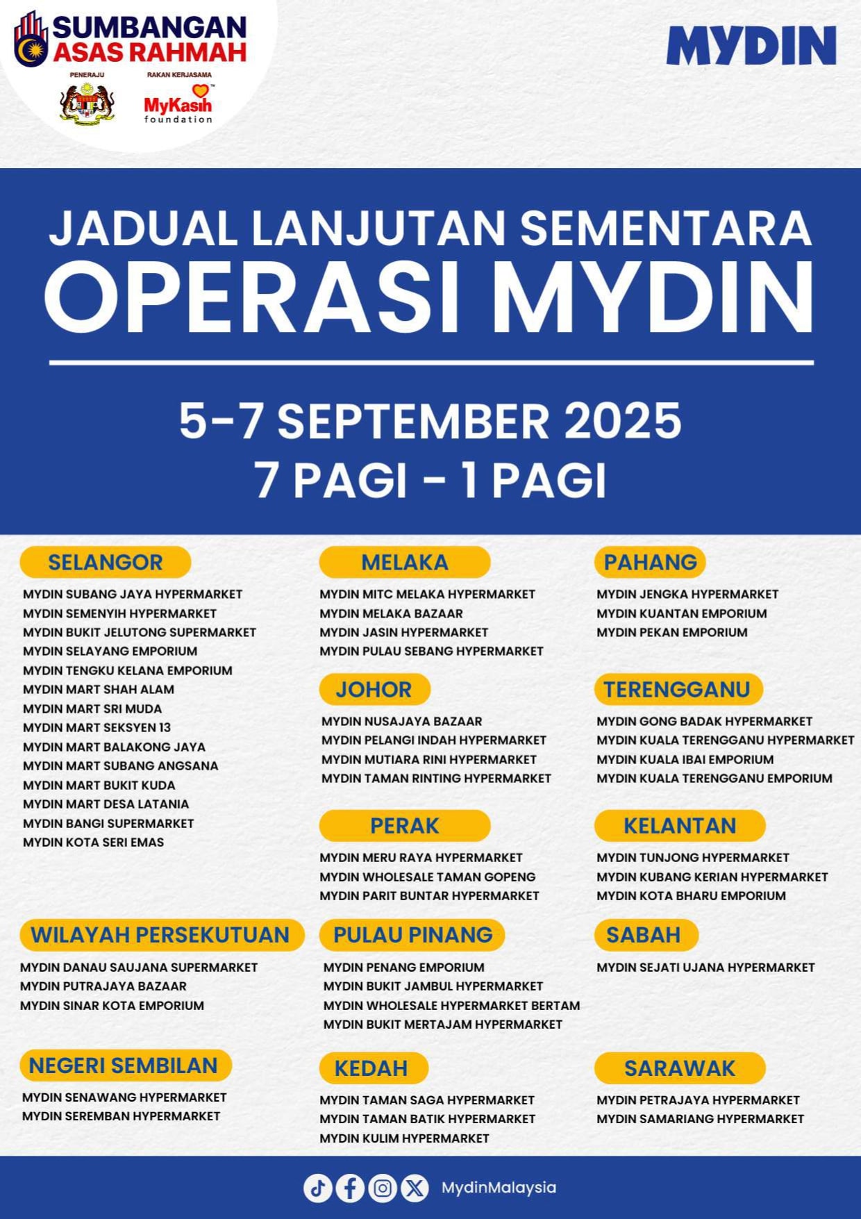 waktu operasi MYDIN
