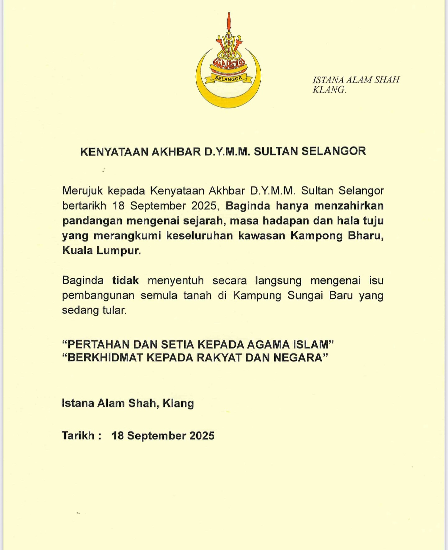 sultan selangor