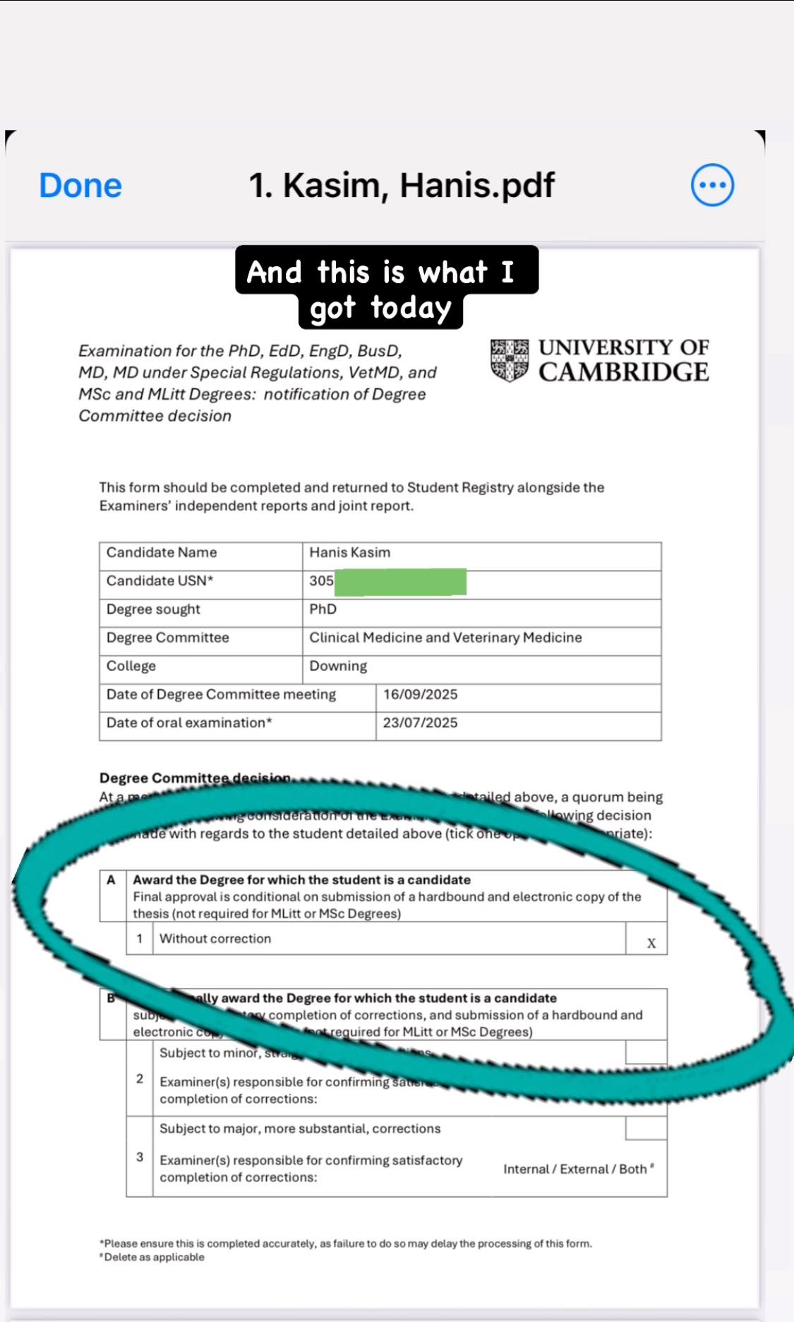 dr hanis usim cambridge