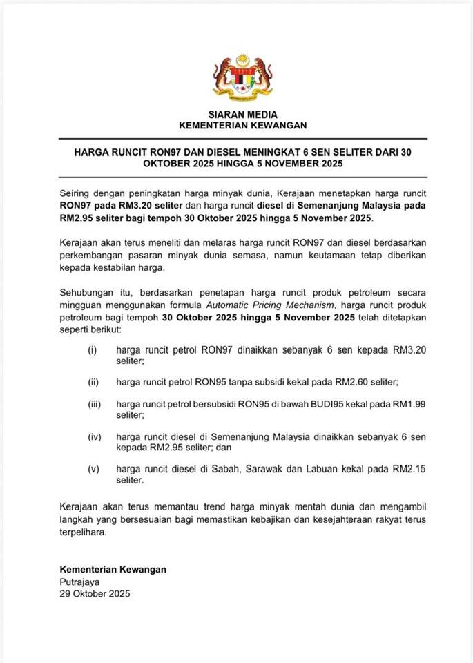 RON97 Diesel Naik 