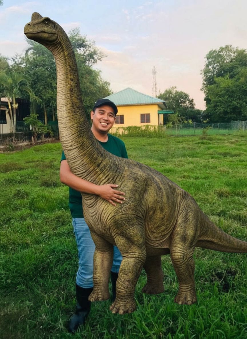 edit gambar peluk anak dinasour 
