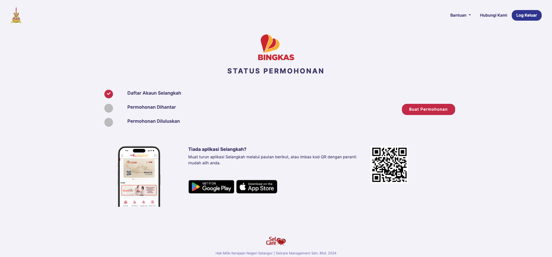 status permohonan bingkas selangor