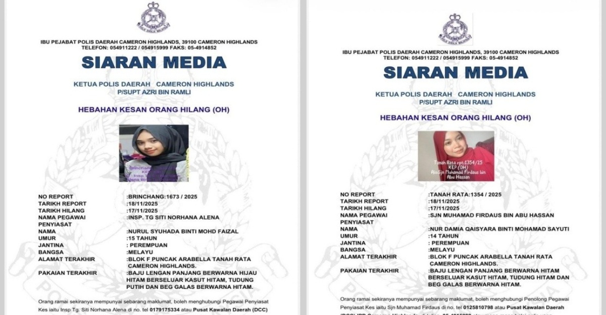 polis remaja hilang cameron highland