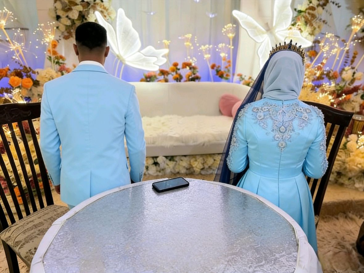 Wanita Sunting Gambar Pandang Kamera